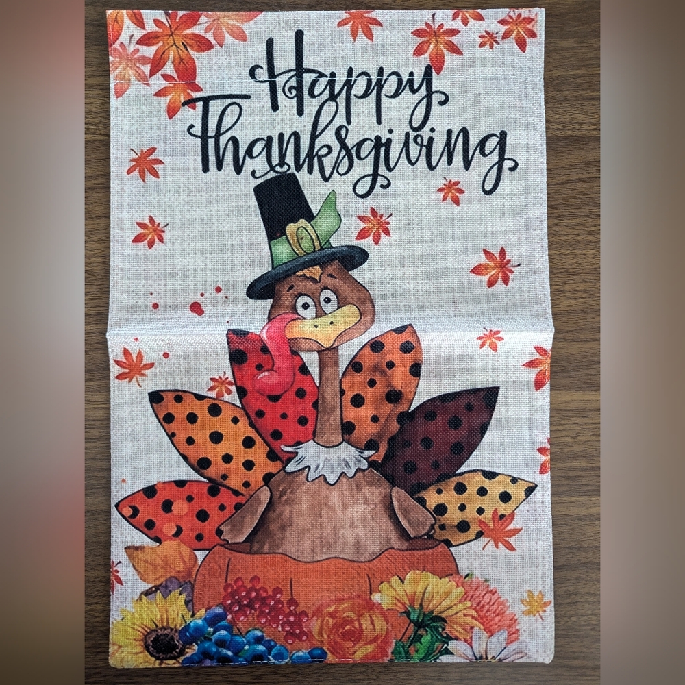 2/$12 "Happy Thanksgiving" Turkey Dbl Sided Garden Flag